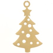 Pendente albero di Natale 22x12 mm - Acciaio inossidabile 316L dorato x1|raw }}