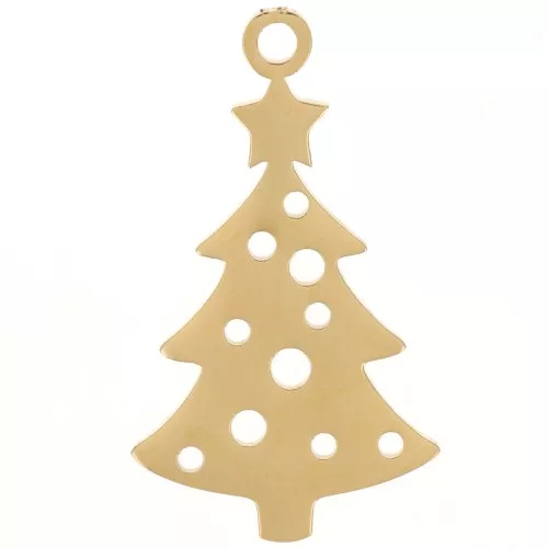 Pendente albero di Natale 22x12 mm - Acciaio inossidabile 316L dorato x1