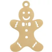 Pendente Pan di zenzero 22x14 mm - Acciaio inossidabile 316L dorato x1