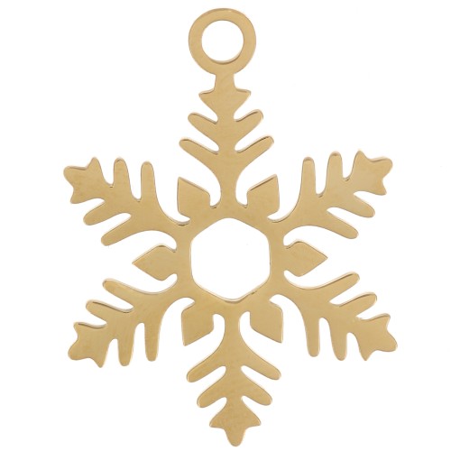 Pendente a forma di fiocco di neve 23x17 mm - Acciaio inossidabile 316L dorato x1