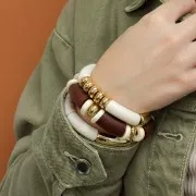 Perline rotonde 12x7 mm in acrilico metallico CCB - Oro x10