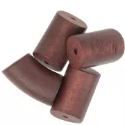 Perline tubolari in legno curvo - 26x16 mm - Marrone scuro x6