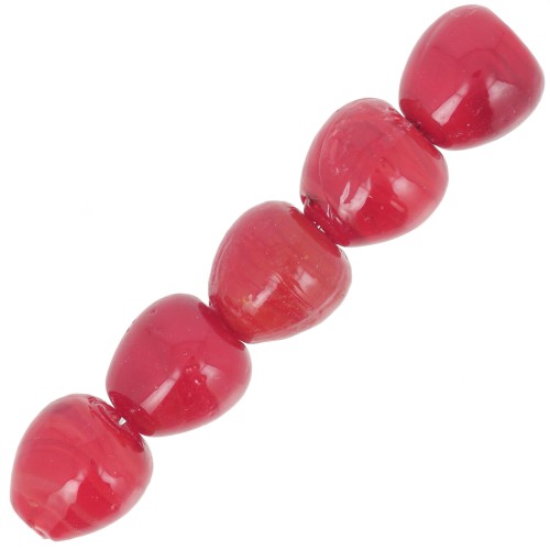 Perle di vetro a forma di mela 10 mm - Rosso x6