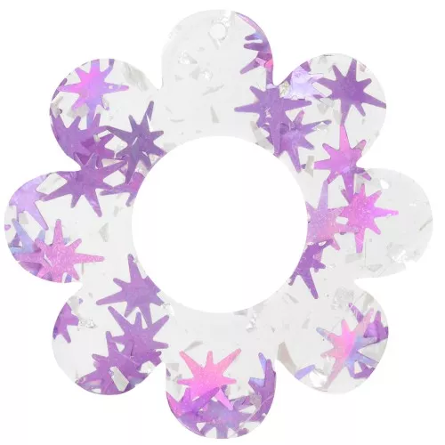 Pendente fiore in acrilico trasparente da 39 mm - Paglia di stelle - Viola x1