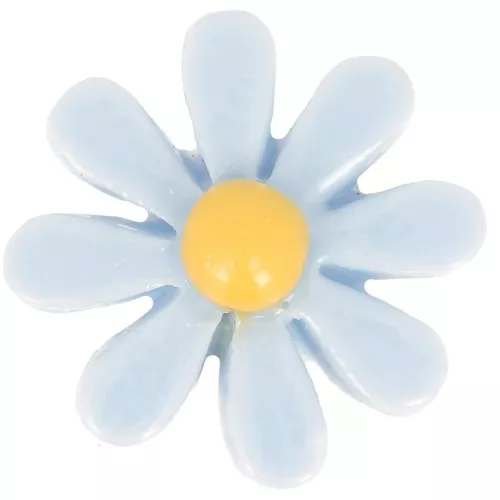 Fiore in resina cabochon 16 mm - Azzurro - Giallo x1