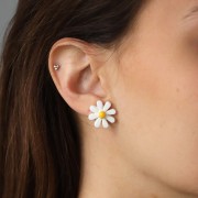 Fiore in resina cabochon 16 mm - Azzurro - Giallo x1