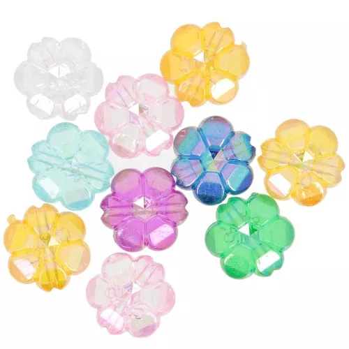 Perle di fiori acrilici trasparenti da 10 mm - Multicolore AB x10