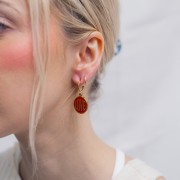 Ciondolo rotondo LOVE 18 mm Resina epossidica 304L Acciaio inossidabile Oro - Rosa chiaro x1