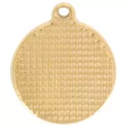 Ciondolo rotondo LOVE - 18 mm - Resina epossidica - Acciaio inossidabile 304L Gold - Nero x1