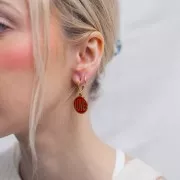 Ciondolo rotondo LOVE - 18 mm - Resina epossidica - Acciaio inossidabile 304L Gold - Bianco x1