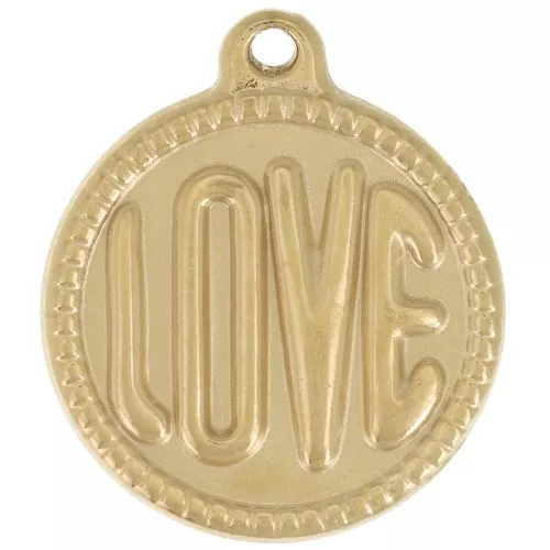 Ciondolo rotondo LOVE - 18 mm - Acciaio inossidabile 304L Gold x1