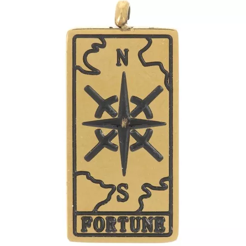 Ciondolo con carta dei tarocchi della Ruota della Fortuna 21x10 mm - Acciaio inossidabile 316L x1
