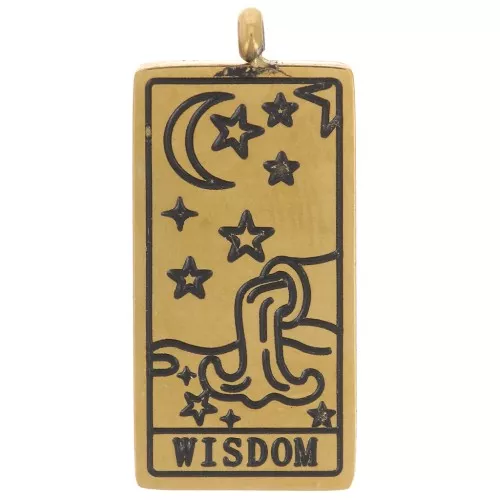 Ciondolo con carta dei tarocchi 21x10 mm - Saggezza - Acciaio inossidabile 316L x1