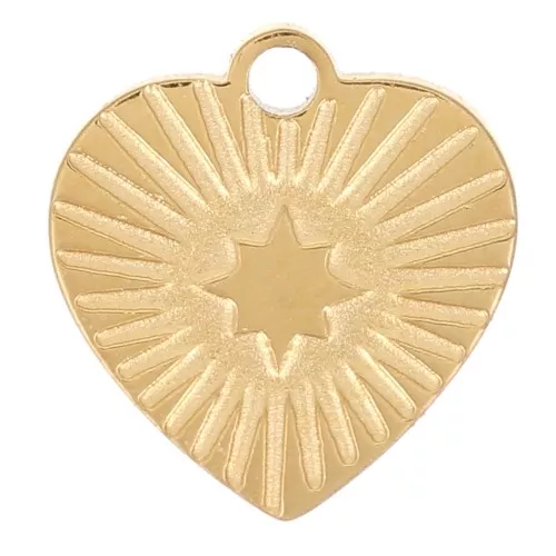 Ciondolo a cuore scanalato da 7 mm - Acciaio inossidabile 316L - Oro x1
