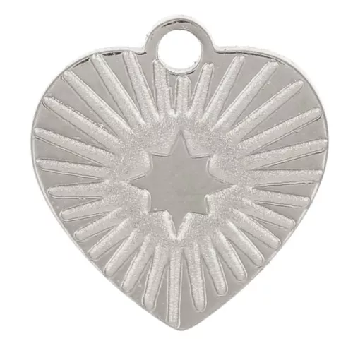 Ciondolo a cuore scanalato da 7 mm - Acciaio inossidabile 316L x1