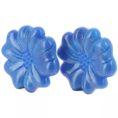 Orecchini a fiore in resina opaca 48 mm - Blu reale marmorizzato x2