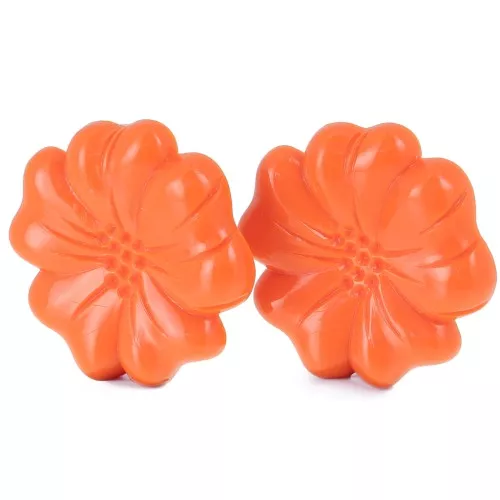Orecchini a fiore in resina opaca 48 mm - Arancione corallo x2