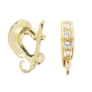 Gancio pendente con strass da clipsare mm. 11 dorato