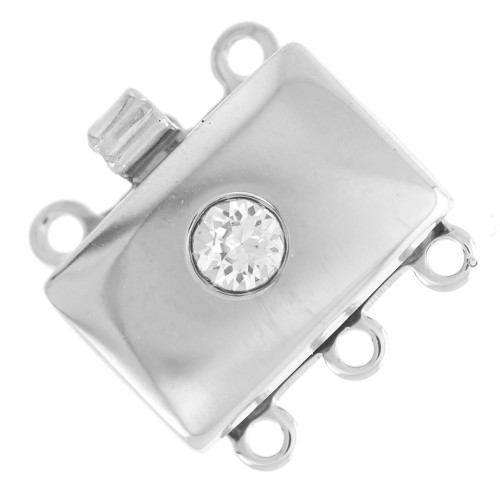 Cristallo a 3 file 13 mm Chiusura in strass bianco bronzo x1