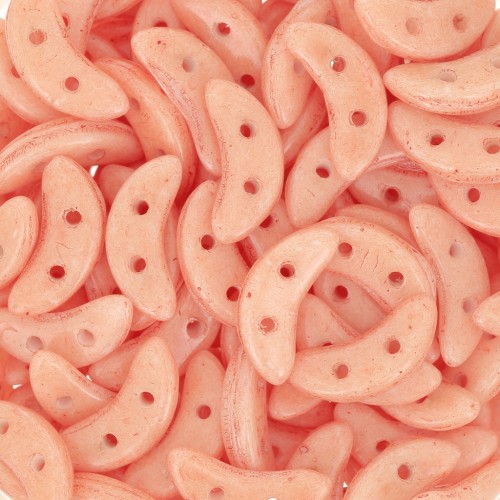 Czechmates Crescent 2 fori 3 x 10 mm Opaque Rose Quartz x5g
