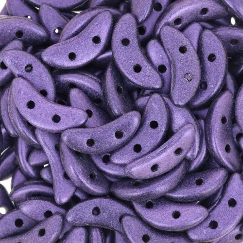 Czechmates Crescent 2 fori 3 x 10 mm Purple Metallic Suede x5g