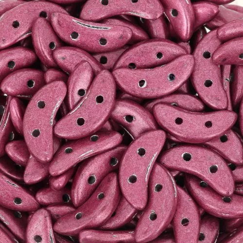 Czechmates Crescent 2 fori 3 x 10 mm Saturated Rose Metallic x5g