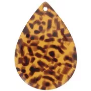 Pendente a goccia 31x22 mm in acetato - Terrazzo Marrone - Nero x1