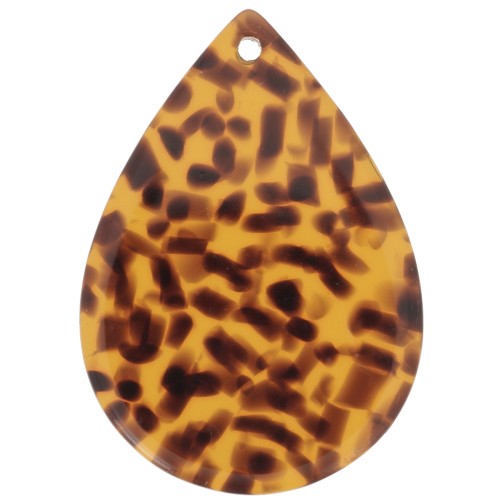 Pendente a goccia 31x22 mm in acetato - Terrazzo Marrone - Nero x1