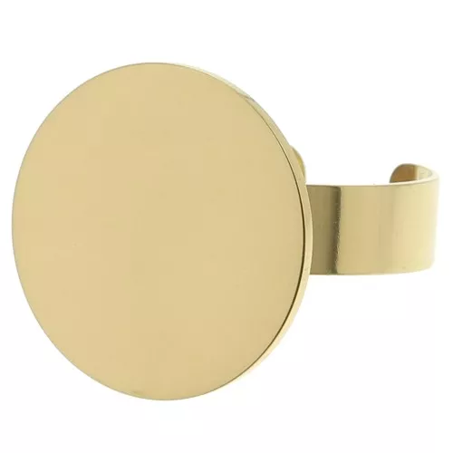 Anello regolabile per cabochon a base piatta 18 mm in acciaio inox 316L Oro x1