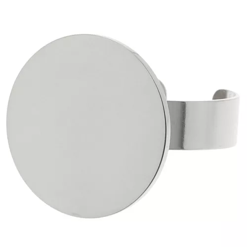 Anello regolabile per cabochon a base piatta da 18 mm in acciaio inox 316L x1