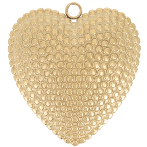 Pendenti forma di cuore 19x18 mm - Acciaio inossidabile 304L dorato x2