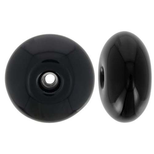 Perla rotonda 18x9 mm in resina opaca - Nero x1