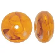 Perla rotonda 18x9 mm in resina traslucida - Zafferano marmorizzato x1