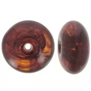 Perla rotonda 18x9 mm in resina traslucida - Ambra marmorizzata x1