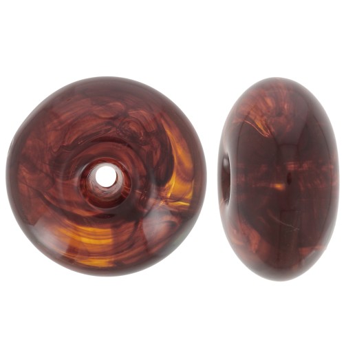 Perla rotonda 18x9 mm in resina traslucida - Ambra marmorizzata x1