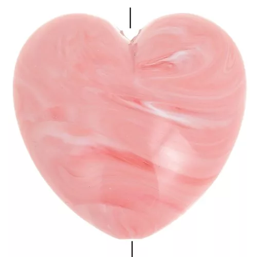 Perlina cuore in resina opaca 35x36 mm - Corallo marmorizzato x1