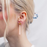 Perla in resina traslucida 38x7 mm - Lichene marmorizzato x1