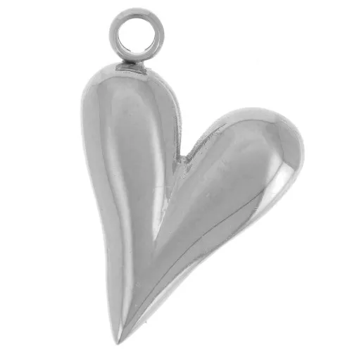 Pendente cuore bombato 18x12 mm - Acciaio inossidabile 304L x1