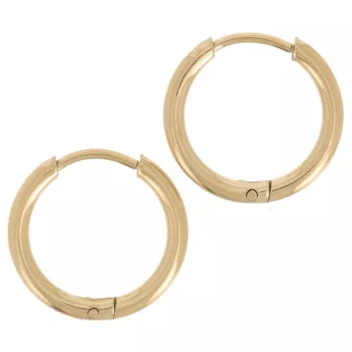 Orecchini rotondi da 13 mm - filo da 1,5 mm - acciaio inox 304L Gold x2