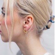 Orecchini a cerchio rotondi con filo di perline 16 mm Acciaio inox 316L dorato x2