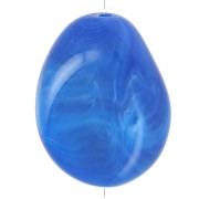 Perla piatta irregolare 25x20 mm in resina opaca - Blu reale marmorizzato x1