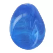 Perla piatta irregolare 25x20 mm in resina opaca - Blu reale marmorizzato x1