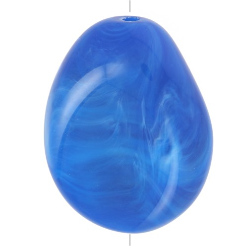 Perla piatta irregolare 25x20 mm in resina opaca - Blu reale marmorizzato x1