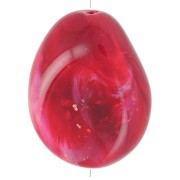 Perla piatta irregolare 25x20 mm in resina opaca - Glitter rosso scuro marmorizzato x1