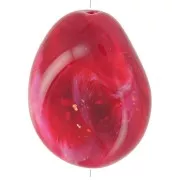 Perla piatta irregolare 25x20 mm in resina opaca - Glitter rosso scuro marmorizzato x1