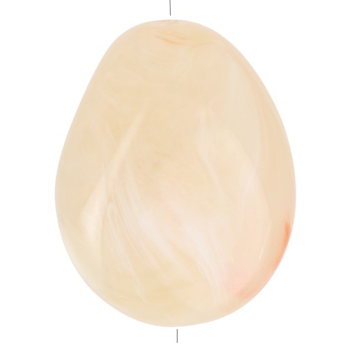 Perlina piatta irregolare 25x20 mm in resina traslucida - Beige - Rosé marmorizzato x1