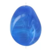 Perlina piatta irregolare in resina opaca 22x17 mm - Blu reale marmorizzato x1