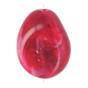 Perlina piatta irregolare 22x17 mm in resina opaca - Glitter rosso scuro marmorizzato x1