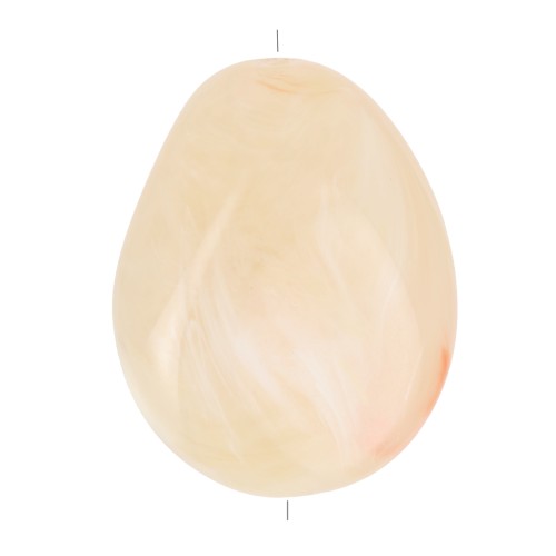 Perlina piatta irregolare in resina traslucida 22x17 mm - Beige - Rosato marmorizzato x1