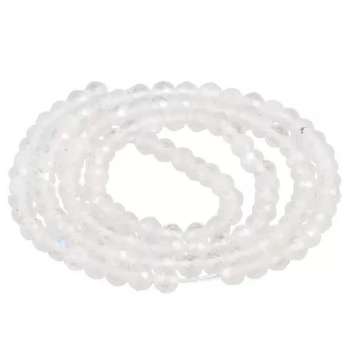 Perline rotonde facettées 3 mm - Pietra di luna x39cm